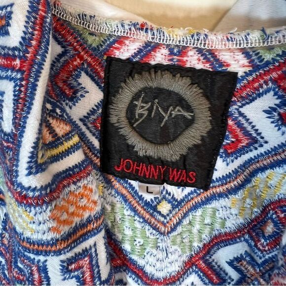 Johnny Was Biya Embroidered Hooded Cardigan White Floral Large Women’s - Picture 5 of 15